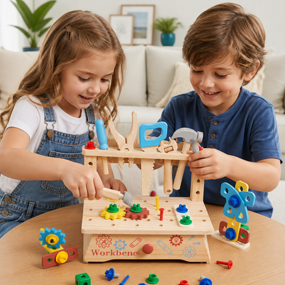 Wooden Kids Workbench & Tool Set – DIY Construction & Fine Motor Skills Learning Toy
