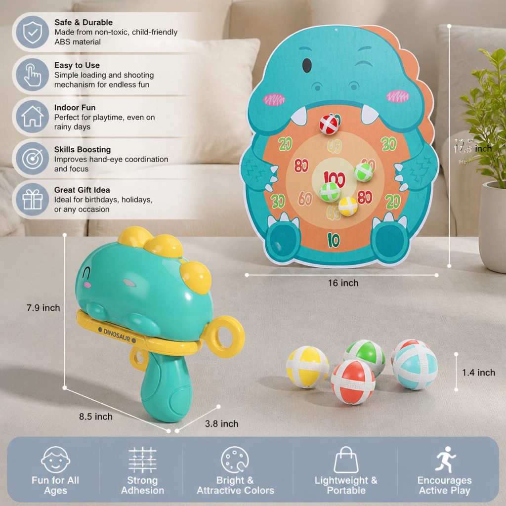 Dinosaur Sticky Ball Shooter – Target Shooting Game for Kids
