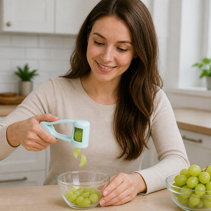 Stainless Steel Grape & Cherry Tomato Cutter – Safe One-Press Quarter Slicer for Toddlers & Kids