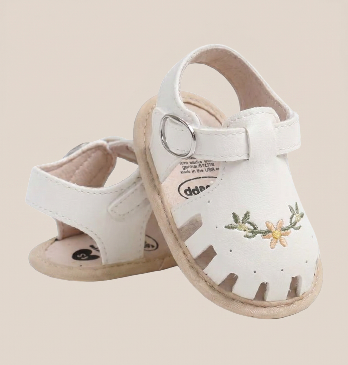 Embroidered Floral Closed-Toe Sandals
