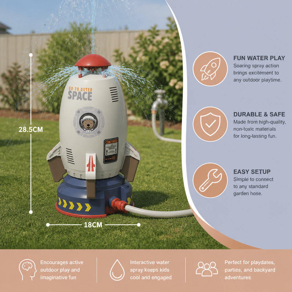 Flying Rocket Water Sprinkler Outdoor Toy for Kids