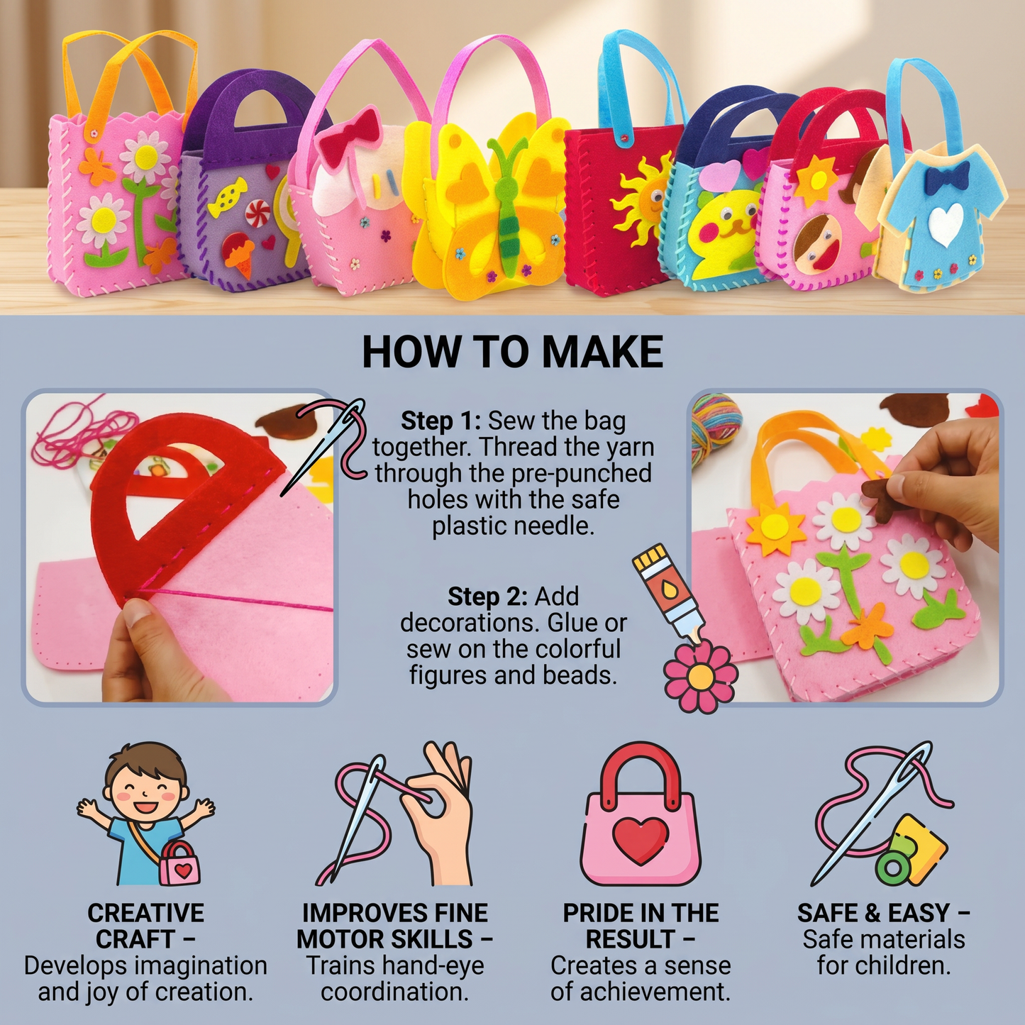 Safe DIY Felt Bag Sewing Set