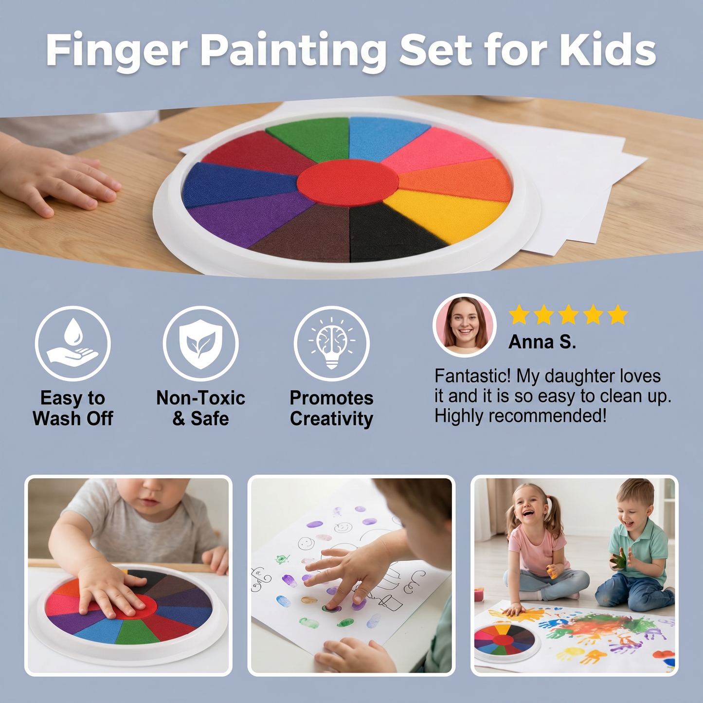 Finger paint drawing set for children