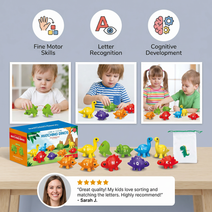 Educational Montessori colours dinosaur sorting game set