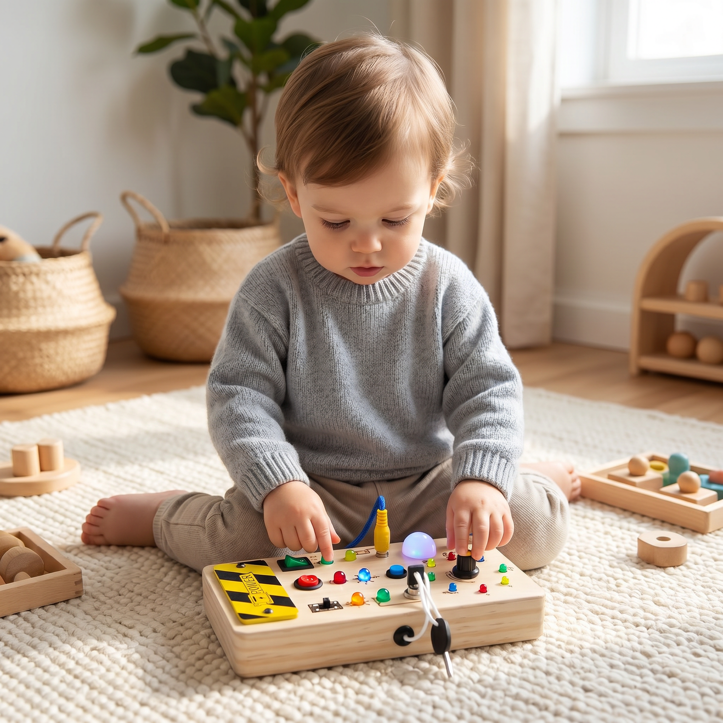 Montessori wooden activity board