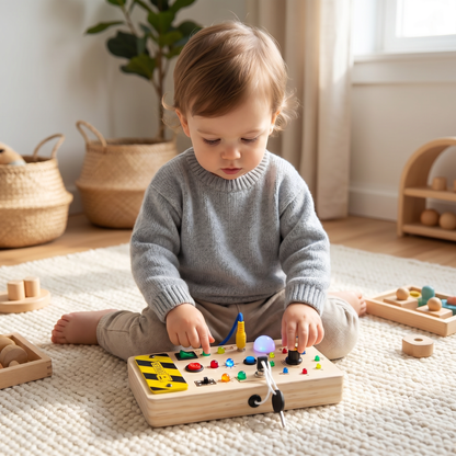 Montessori wooden activity board