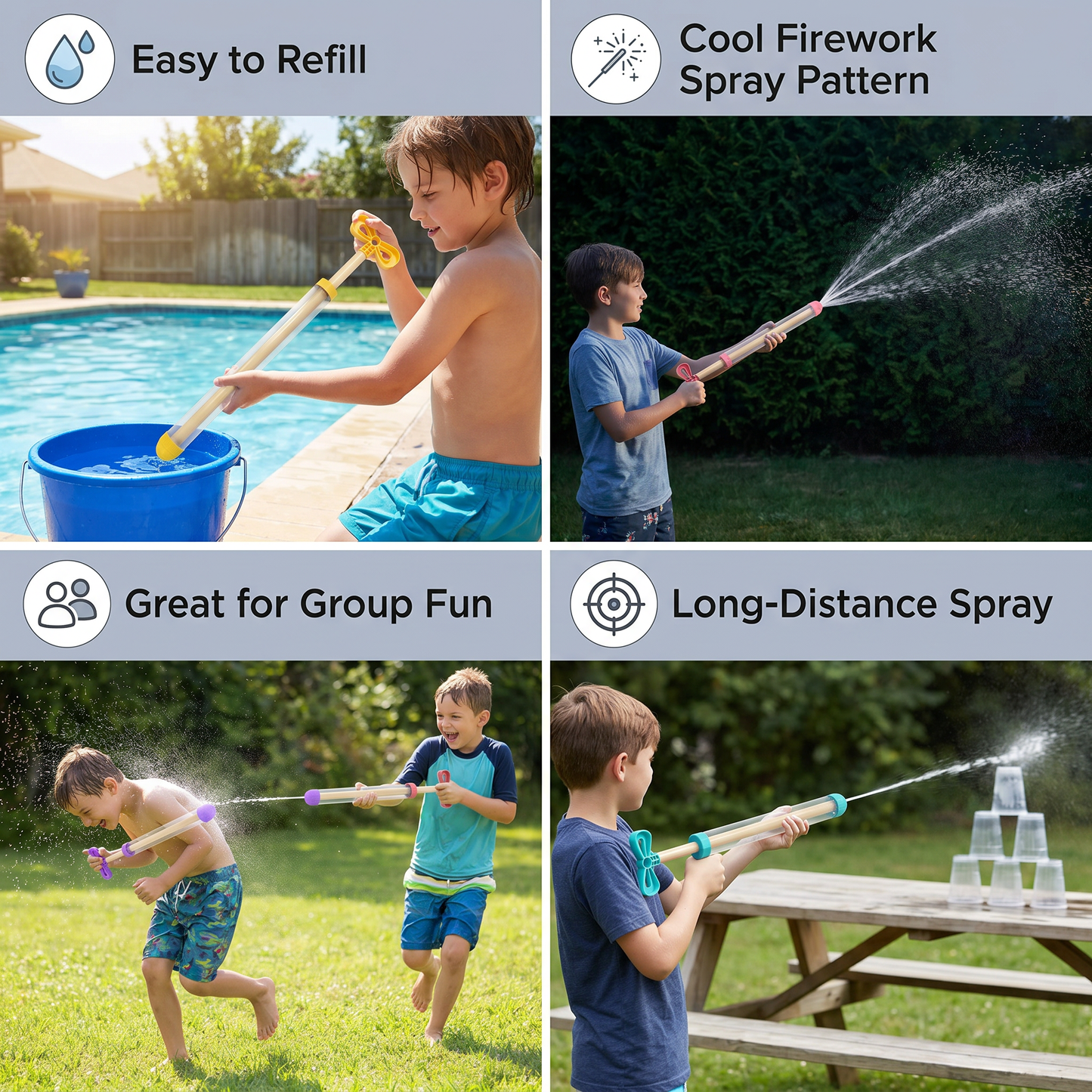 Kids Water Spray Blaster – Handheld Pull Spray Toy for Outdoor Fun
