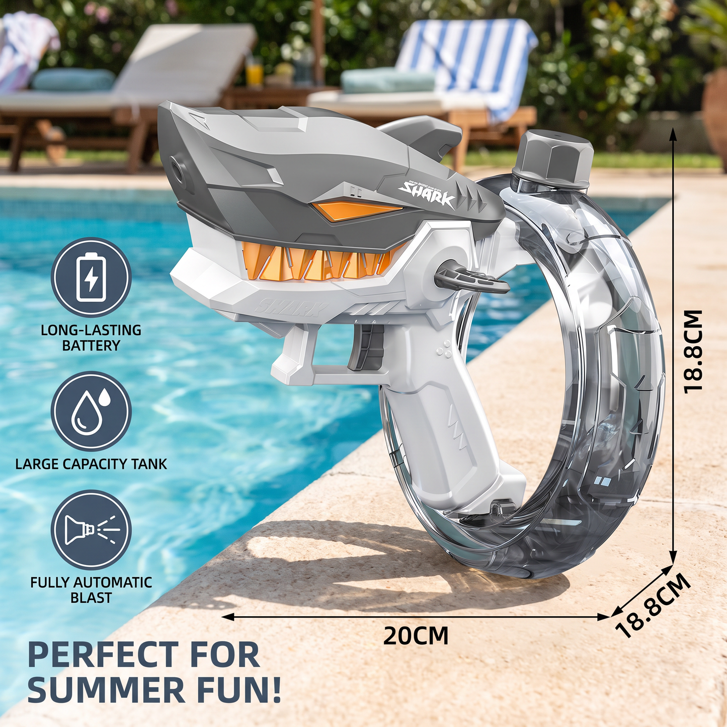 Electric Shark Water Gun for Kids – Fully Automatic Water Blaster for Hot Summer Fun