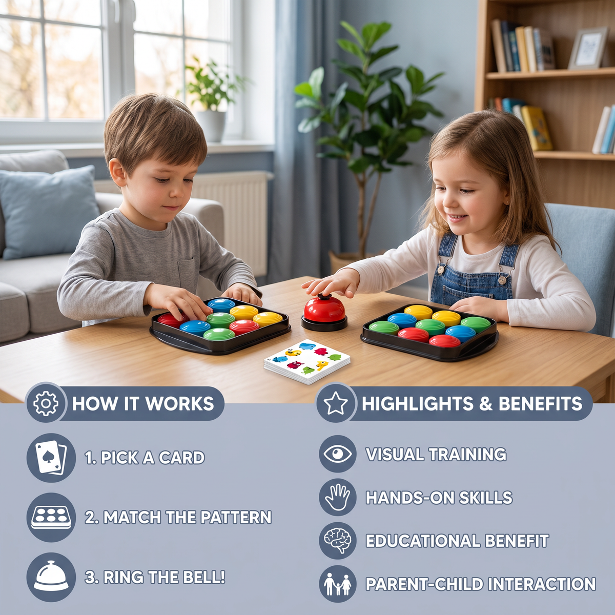 Educational Color Pattern Match Family Bell Game