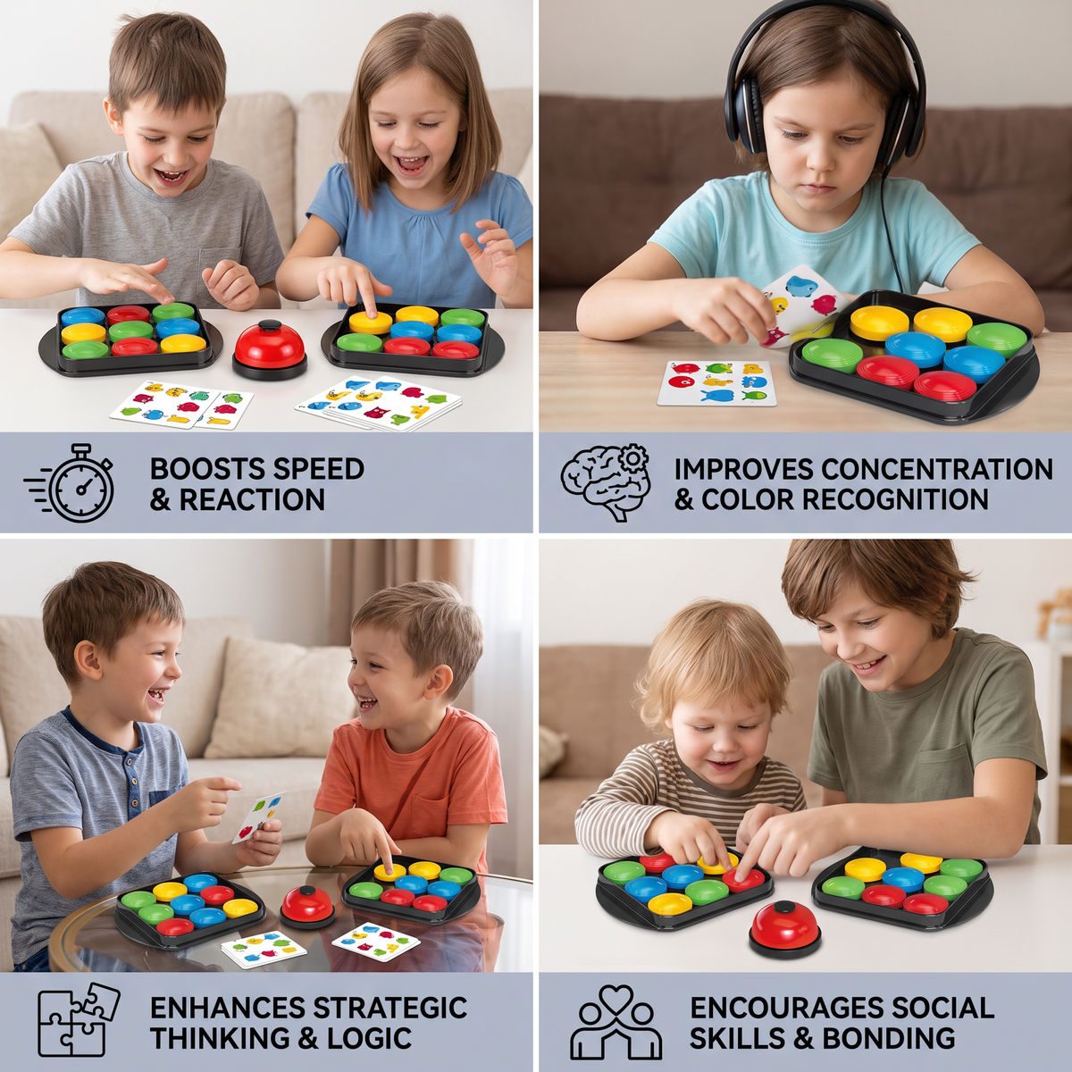 Educational Color Pattern Match Family Bell Game