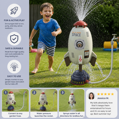 Flying Rocket Water Sprinkler Outdoor Toy for Kids