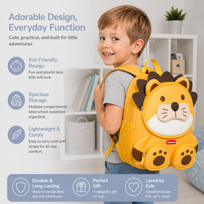 Kids Cartoon Animal Backpack – Lightweight Multi-Pocket School Bag
