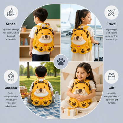 Kids Cartoon Animal Backpack – Lightweight Multi-Pocket School Bag