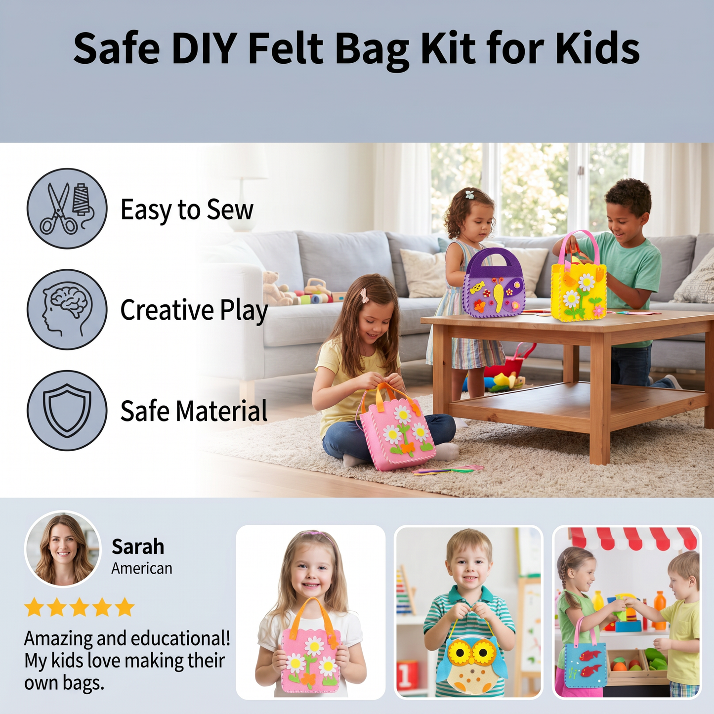 Safe DIY Felt Bag Sewing Set
