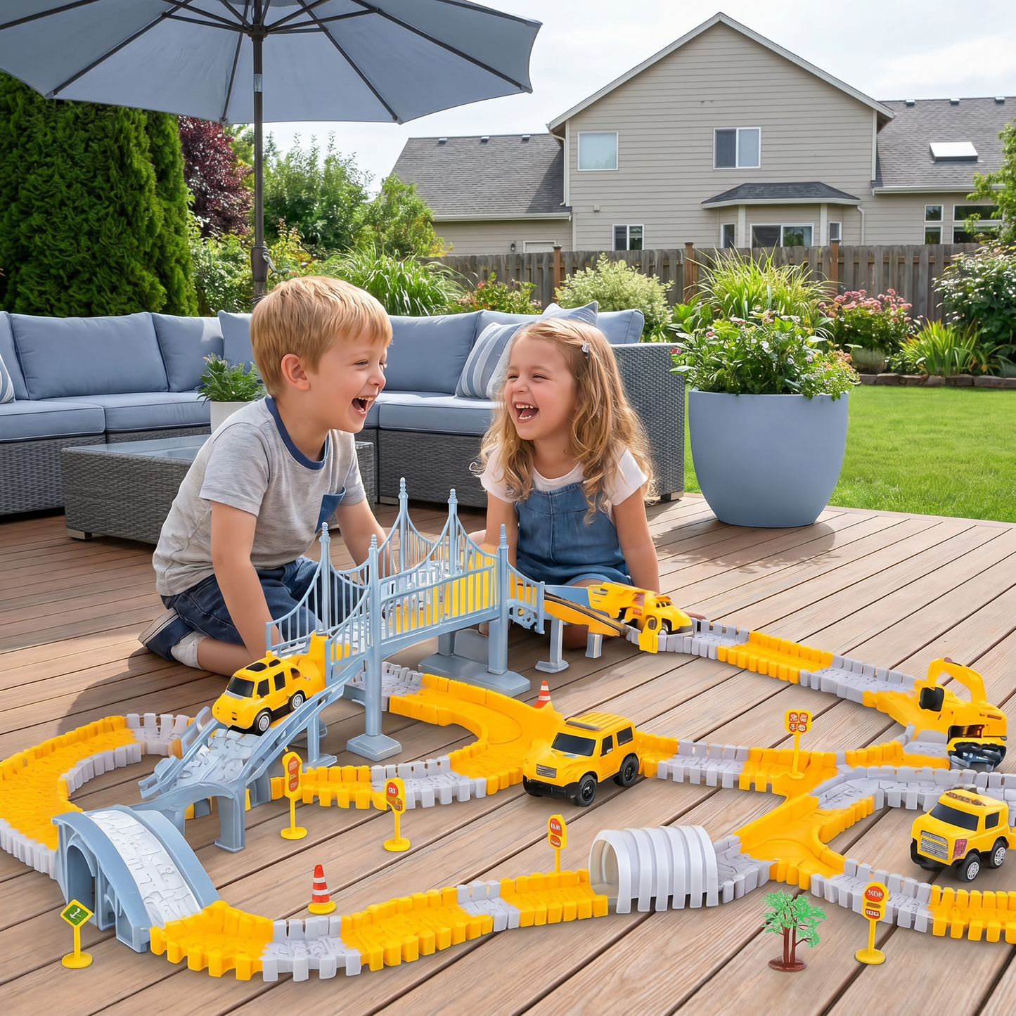 Adventure race track with track cars