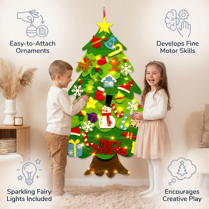 Montessori Felt Christmas Tree With Fairy Lights