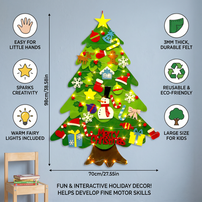 Montessori Felt Christmas Tree With Fairy Lights