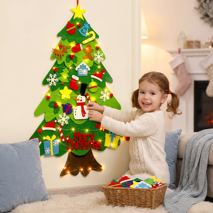 Montessori Felt Christmas Tree With Fairy Lights