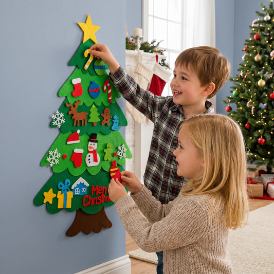 Montessori Felt Christmas Tree With Fairy Lights