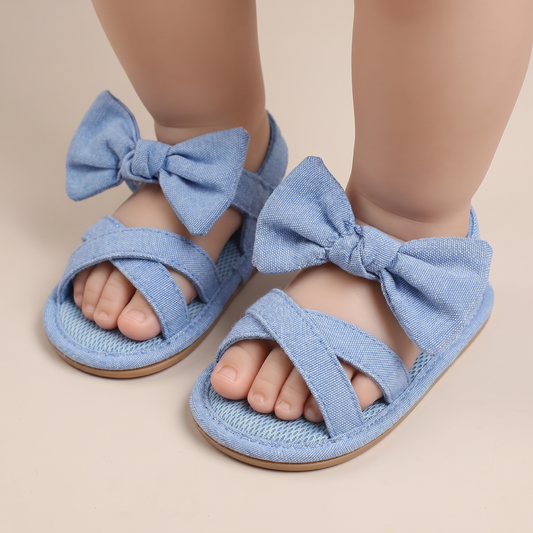 Cross-Strap Bow Sandals Blue