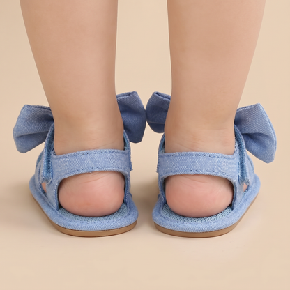 Cross-Strap Bow Sandals Blue