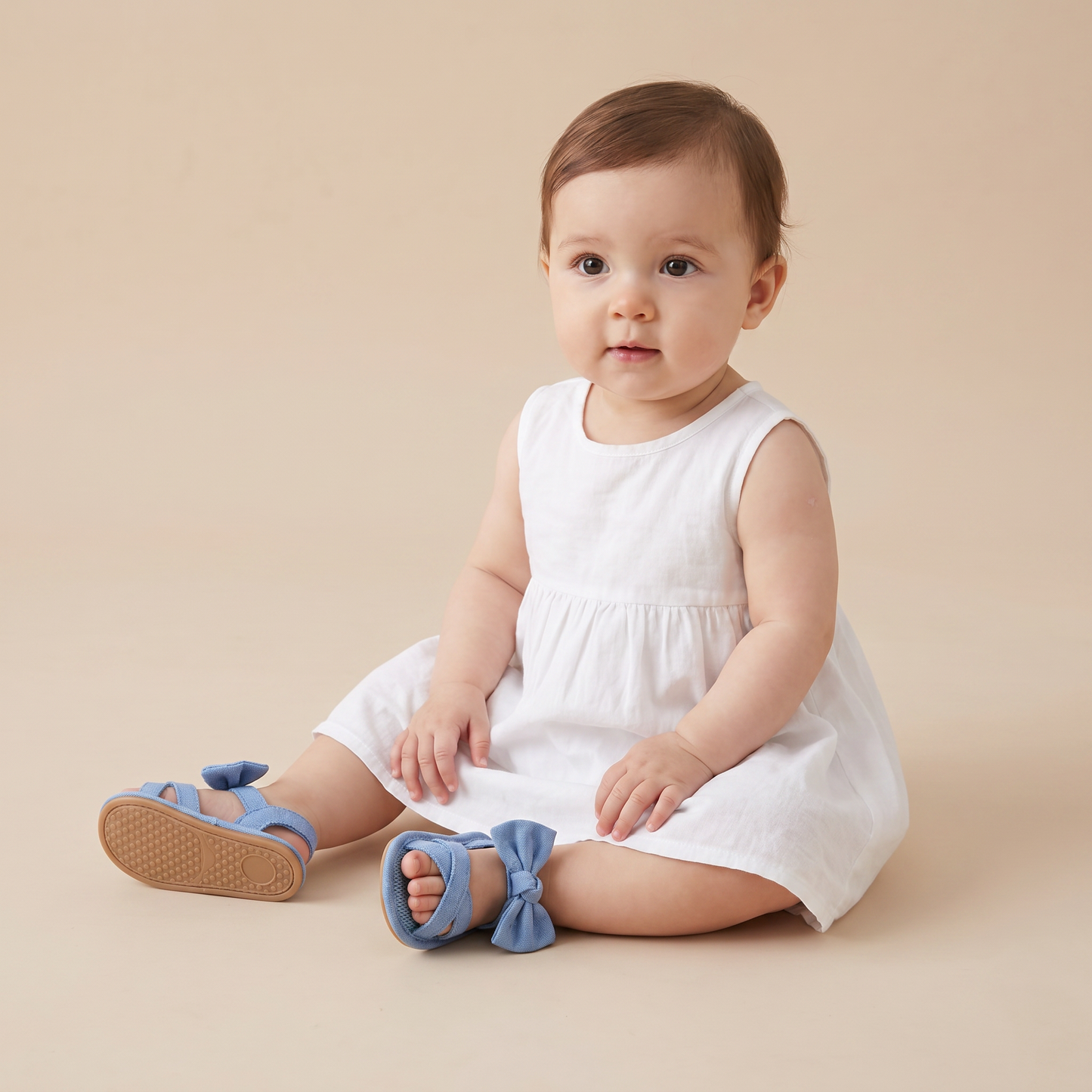 Cross-Strap Bow Sandals Blue