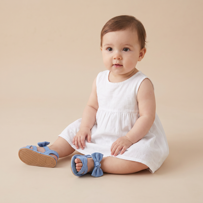 Cross-Strap Bow Sandals Blue
