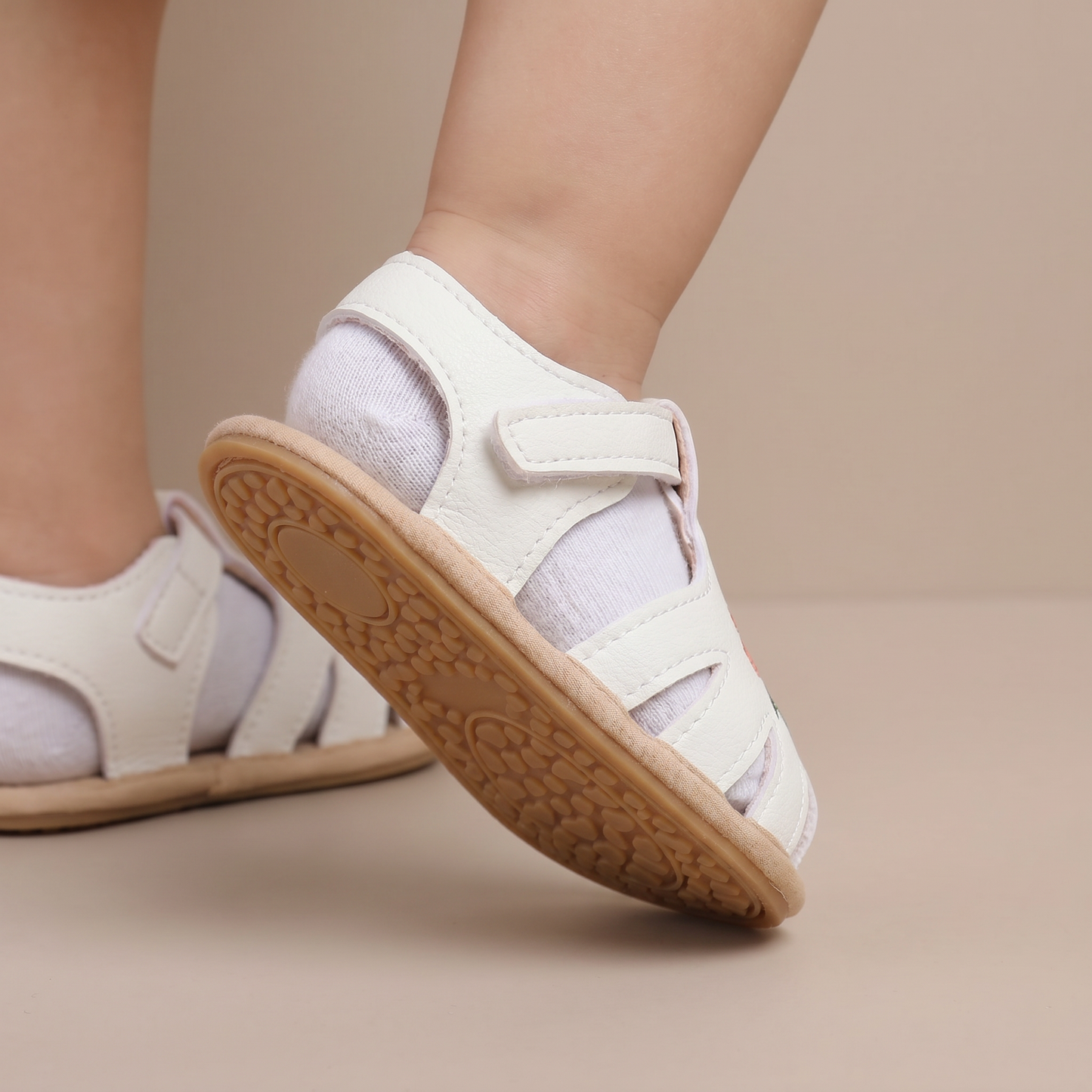 Caged Embroidered Flower Sandals