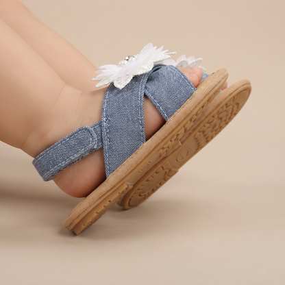 Chiffon Flower Flat Sandals