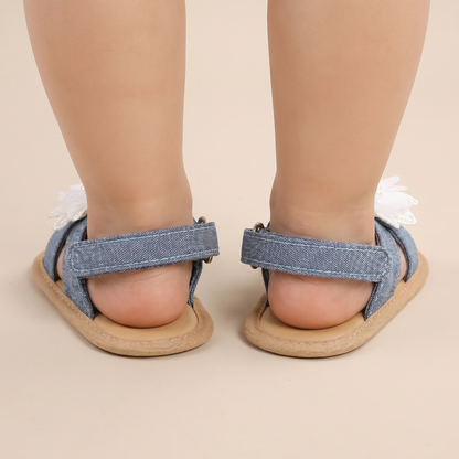 Chiffon Flower Flat Sandals