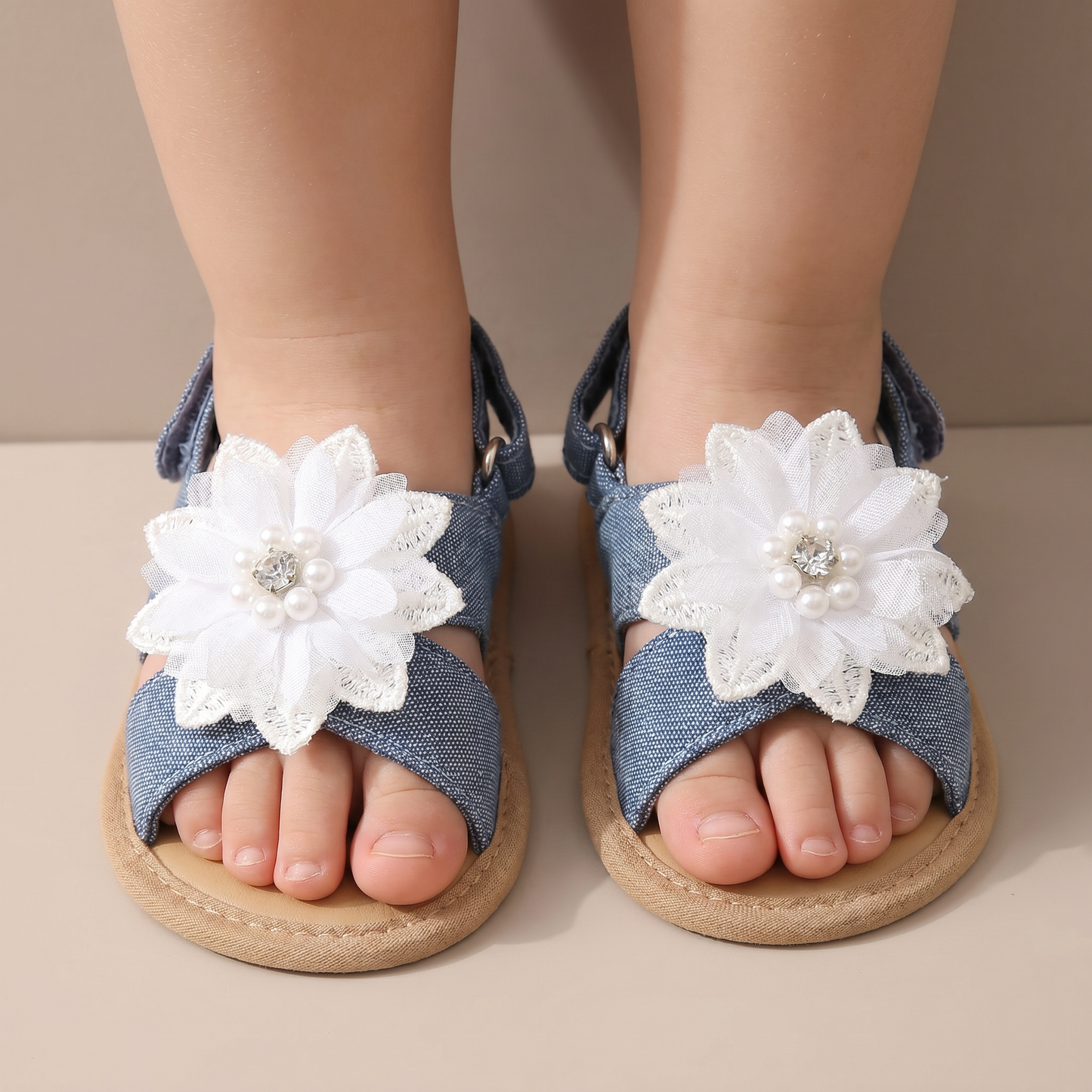 Chiffon Flower Flat Sandals