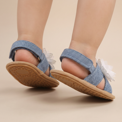 Chiffon Flower Flat Sandals