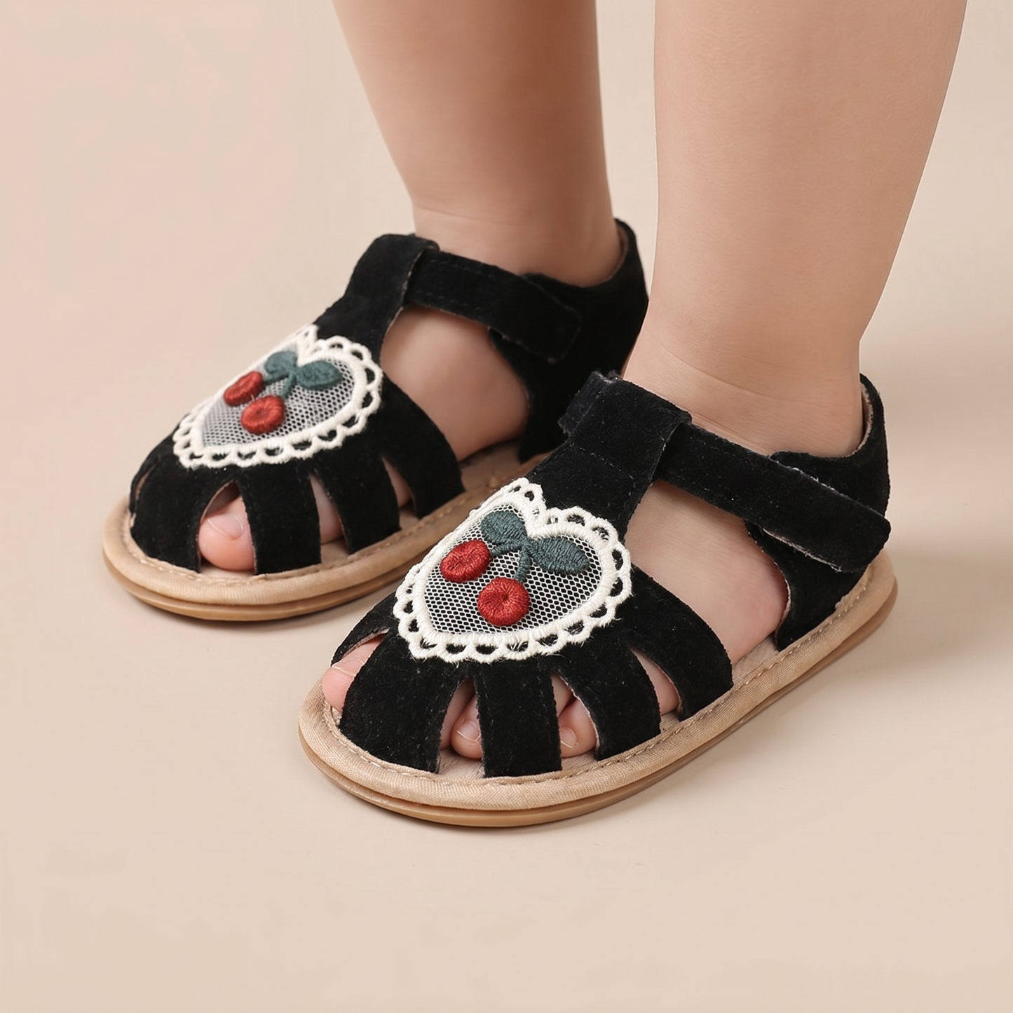 Cherry Heart Closed-Toe Sandals