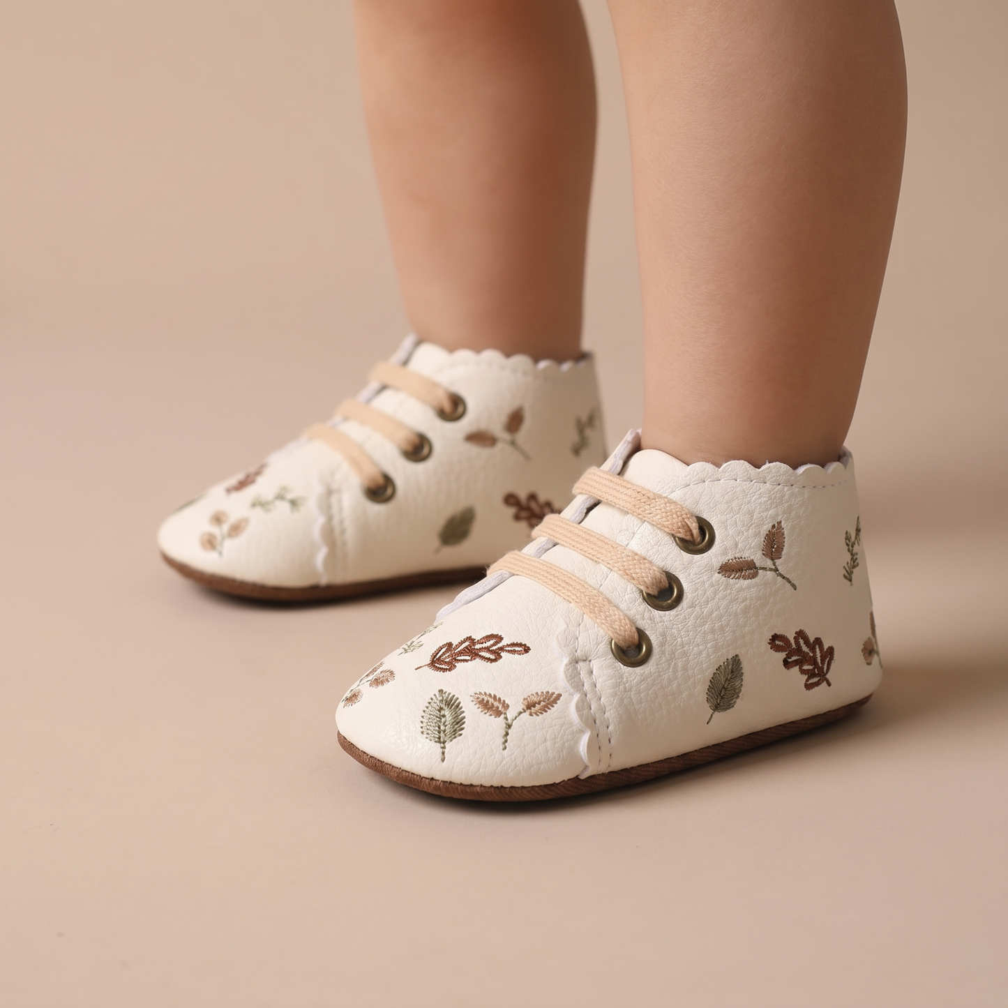 Leaf Print Lace-Up Sneaker Shoes