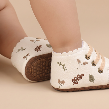 Leaf Print Lace-Up Sneaker Shoes