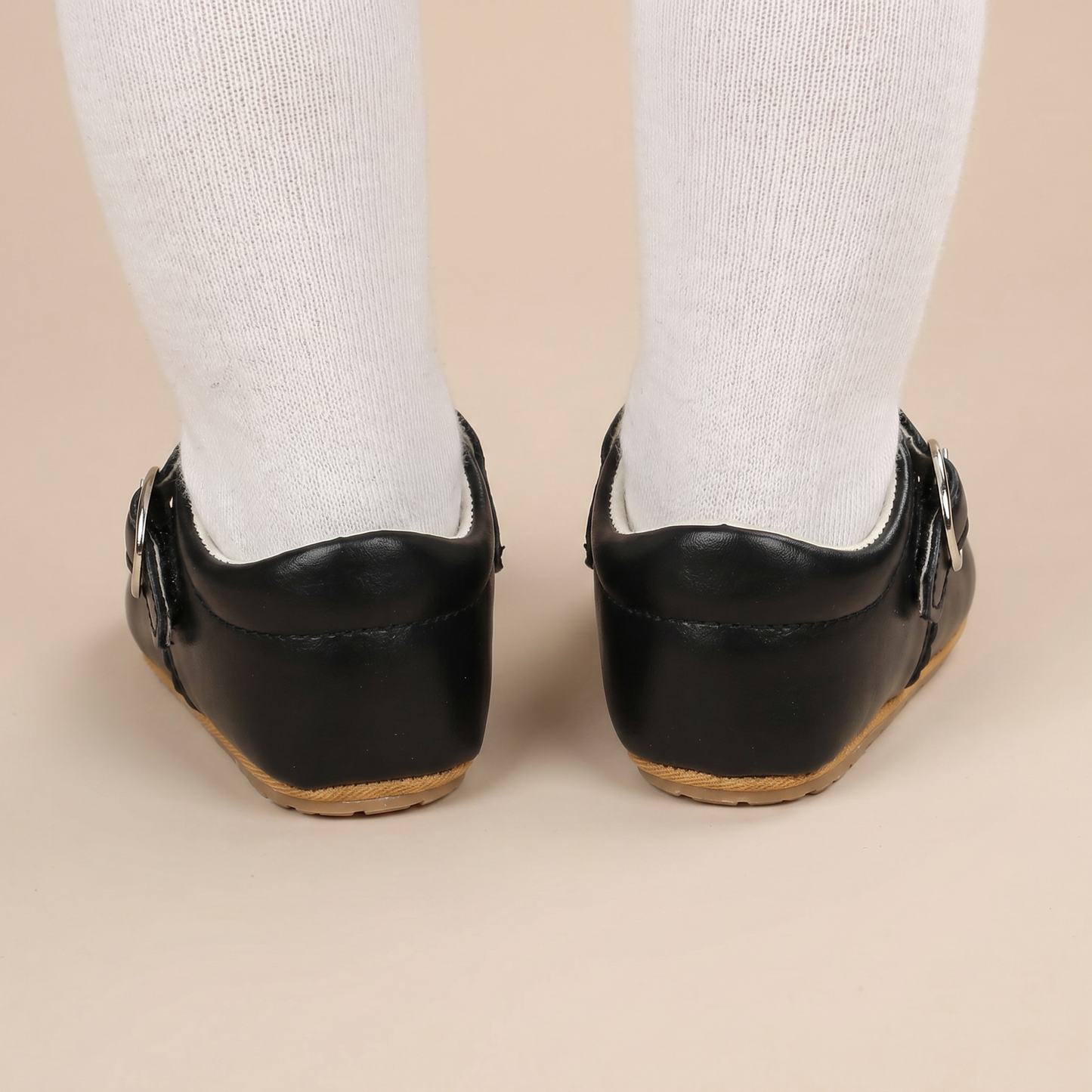 Perforated T-Strap Buckle Shoes