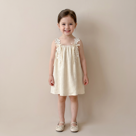 Delicate Blossom Linen Dress