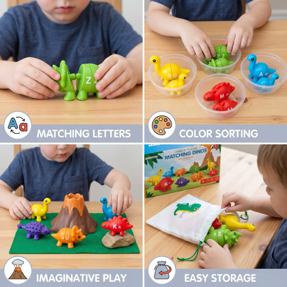 Educational Montessori colours dinosaur sorting game set