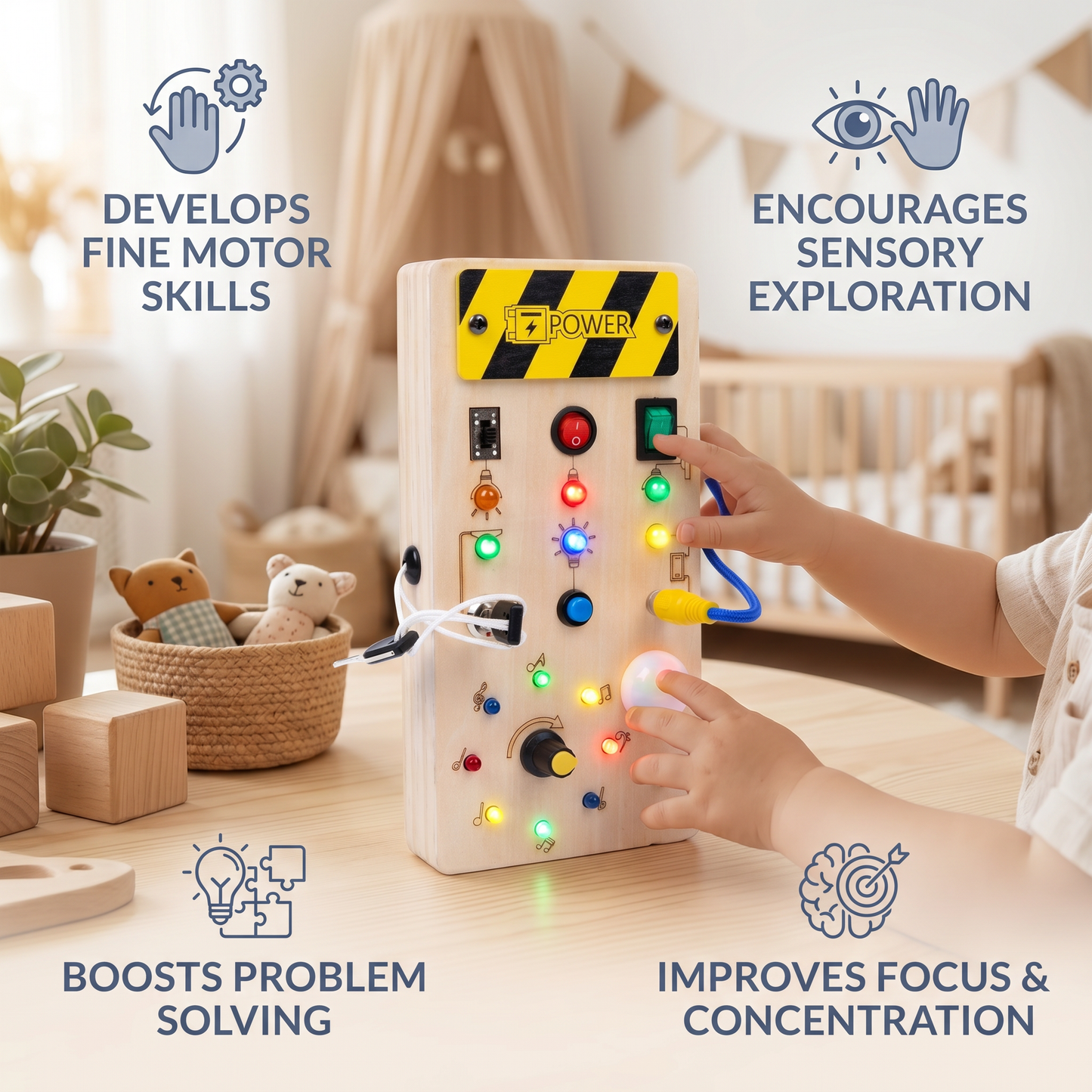 Montessori wooden activity board