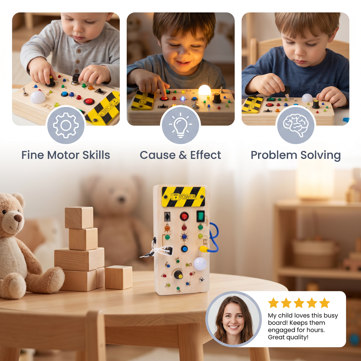 Montessori wooden activity board