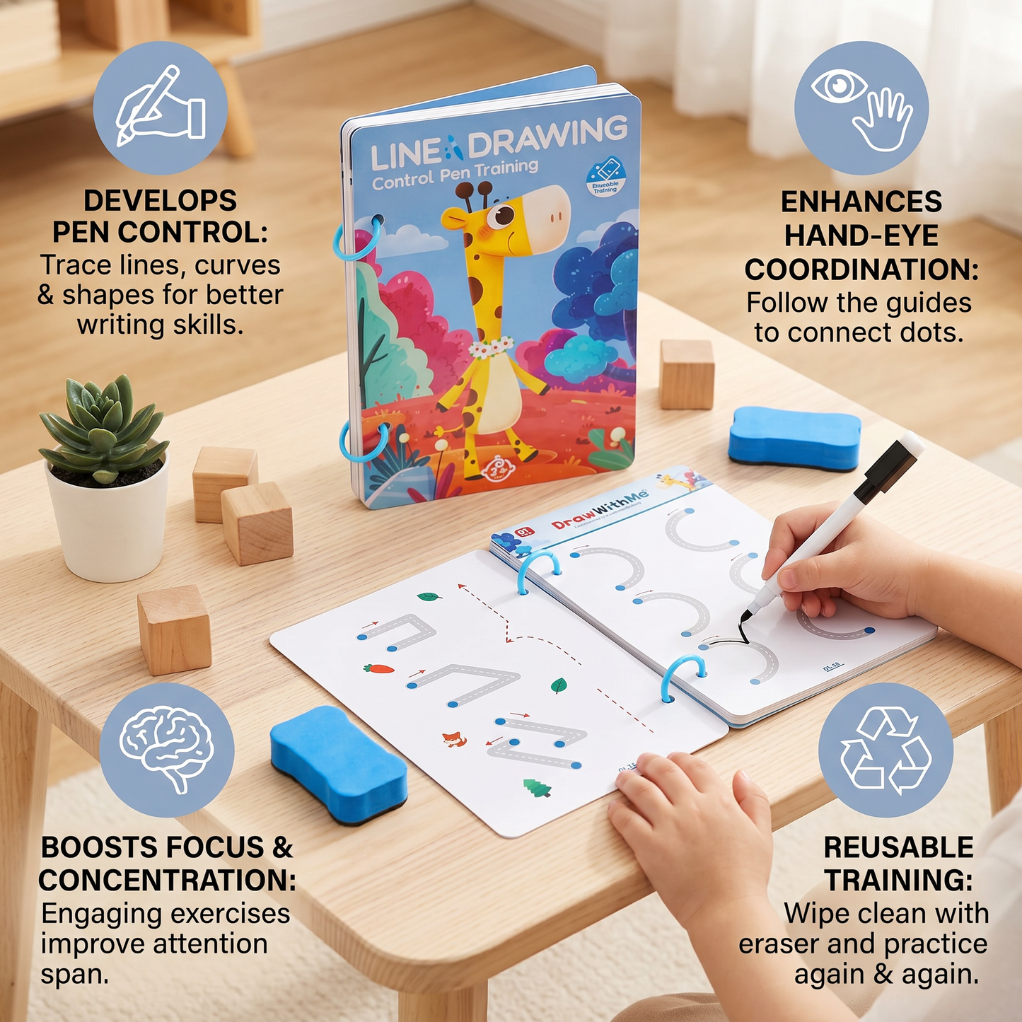 Line Drawing - Pen Control Training Book for Kids