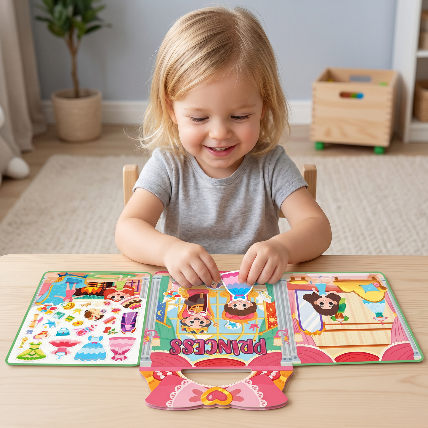 Reusable Montessori sticker books with various themes