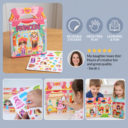 Reusable Montessori sticker books with various themes