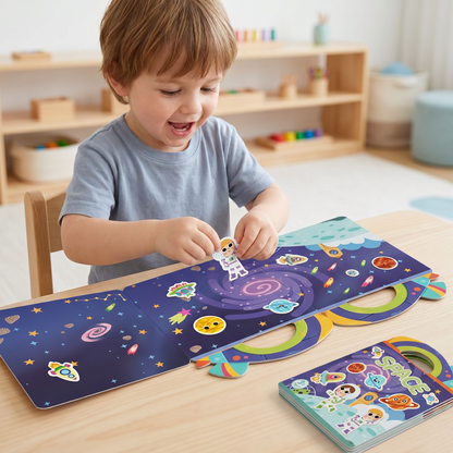 Reusable Montessori sticker books with various themes