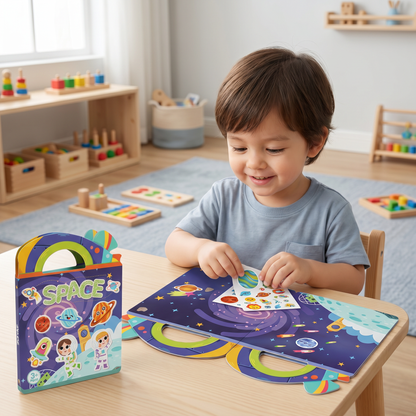 Reusable Montessori sticker books with various themes