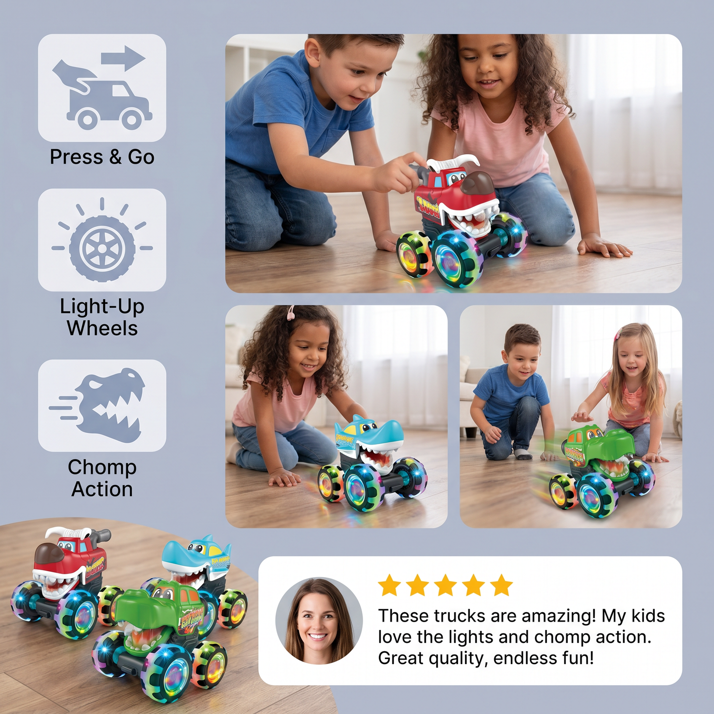 Luminous monster truck toy cars