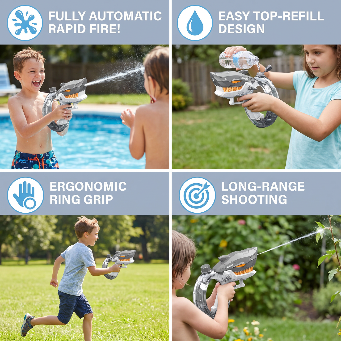 Electric Shark Water Gun for Kids – Fully Automatic Water Blaster for Hot Summer Fun