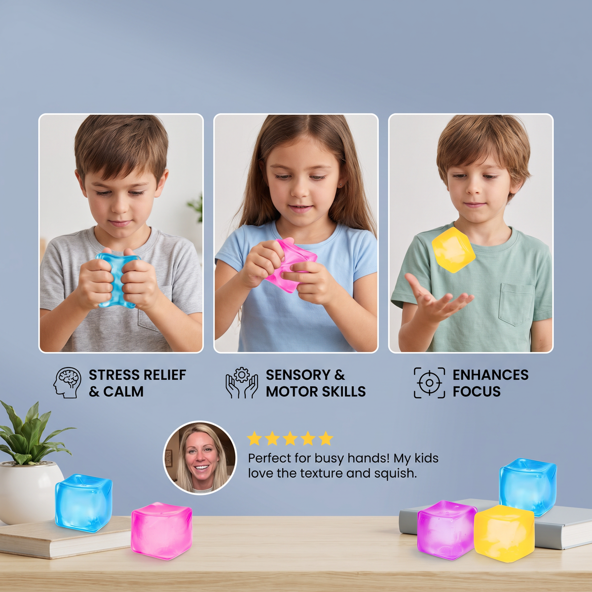 Cube Squishy Stressball – Weiches Gel-Fidget-Spielzeug für die Sinne