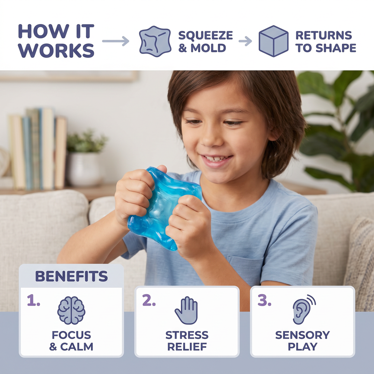 Cube Squishy Stressball – Weiches Gel-Fidget-Spielzeug für die Sinne