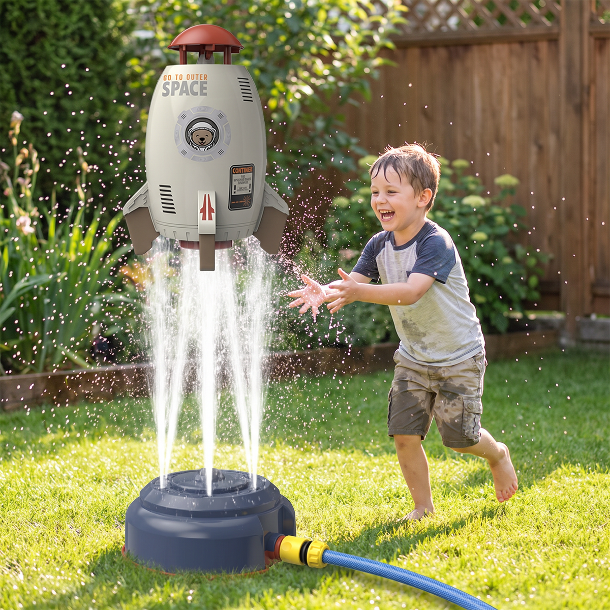 Flying Rocket Water Sprinkler Outdoor Toy for Kids